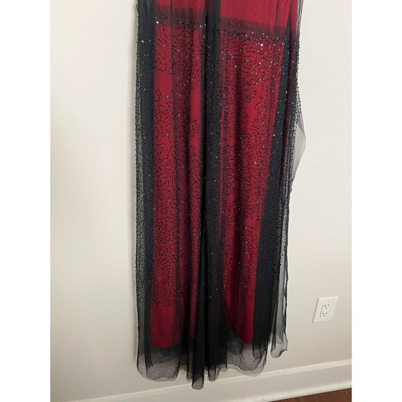 Sue Wong Nocturne Red w/Black Beaded Drape Evening Gown - Size 12 - Picture 13 of 16